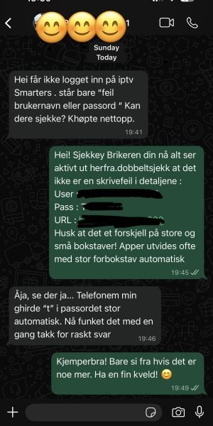 Customer review for the best iptv norge on WhatsApp